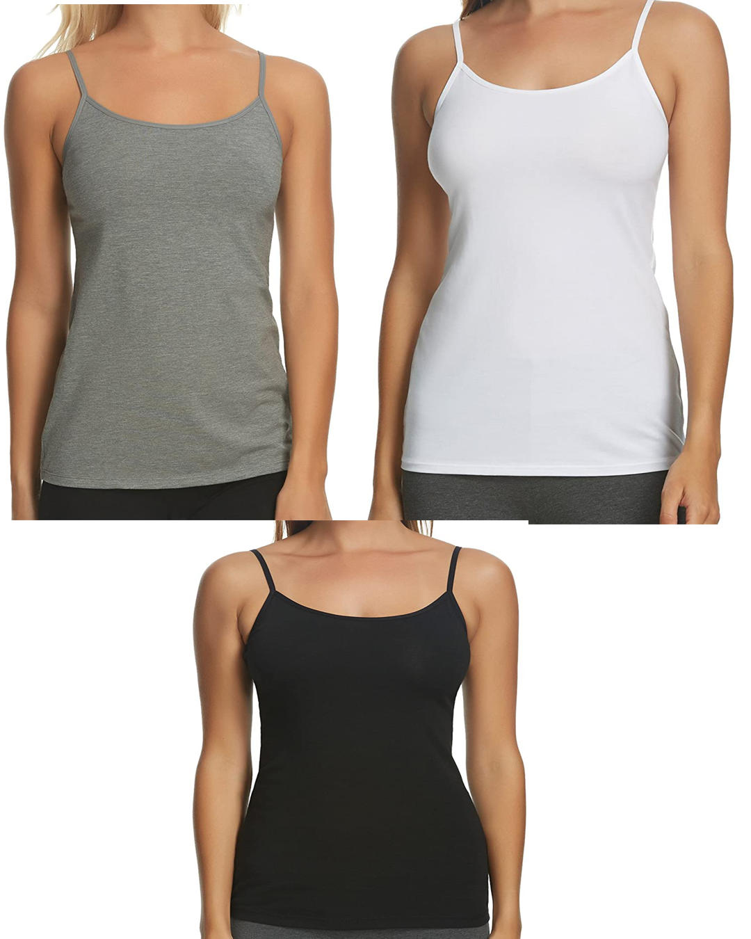 Felina Womens Cotton Stretch 3-Pack Camisole