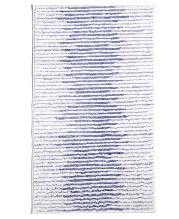 Hotel Collection Textured Stripe Cotton 22 x 3 Inches Bath Rug,Blue,22 X 3