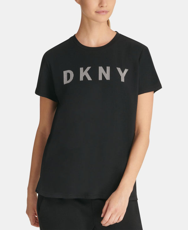 DKNY Womens Sport Logo T-Shirt,Black,X-Small