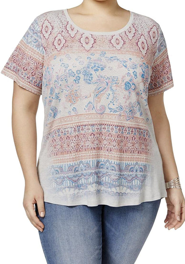 Style & Co Womens Plus Size Printed Top