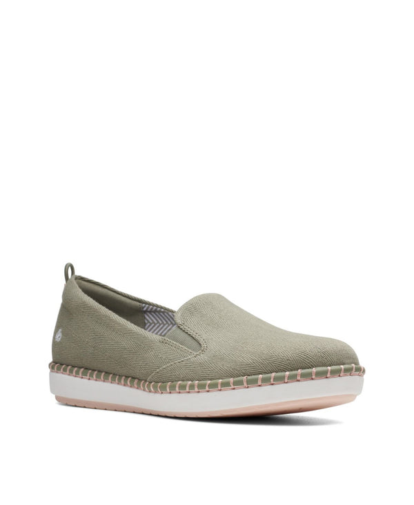 CLARKS Womens Cloudsteppers Step Glow Slip Canvas Sneakers