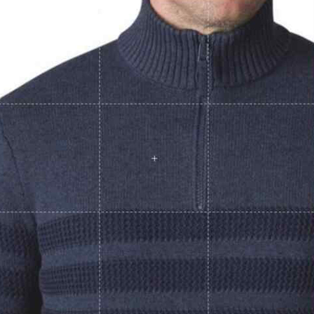 Tahari Mens Quarter Zip Stretch Pullover Striped Mock Neck Sweater