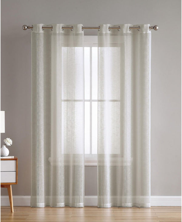 VCNY Home Hatfield Woven Sheer Stripe Grommet Curtain Panel Pair