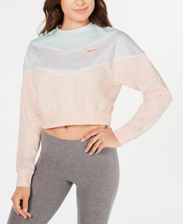 Nike Womens Colorblocked Fleece Cropped Sweatshirt