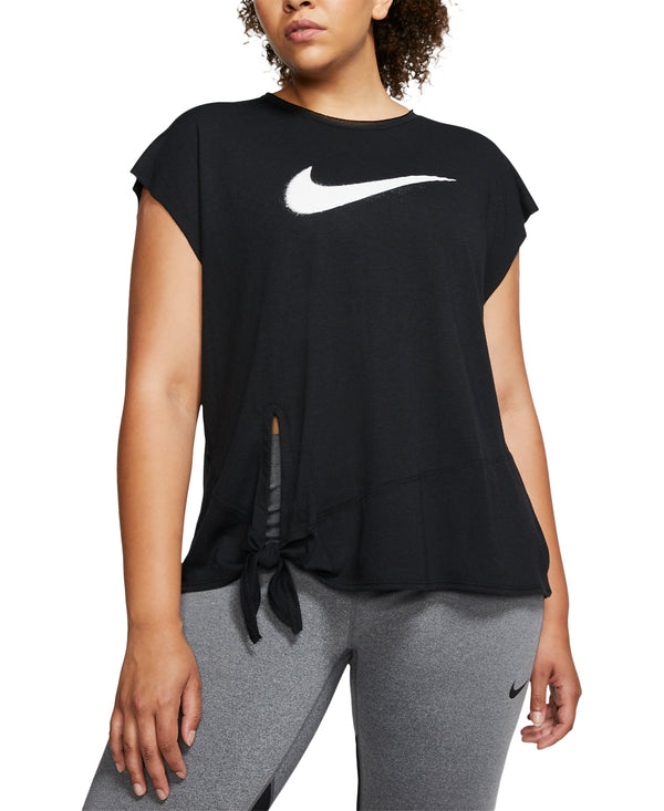 Nike Womens Plus Logo Side Tie Tank Top Black 1X