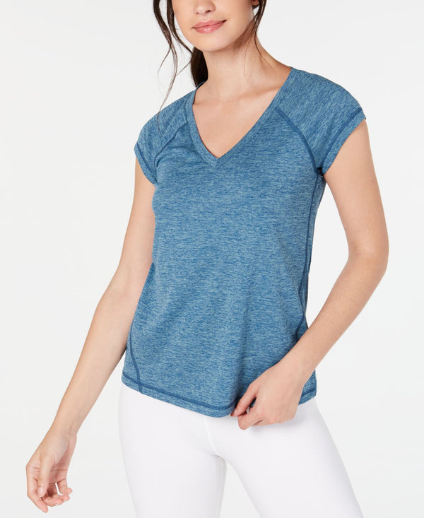 Ideology Womens Essential Heathered V-Neck Pullover Top