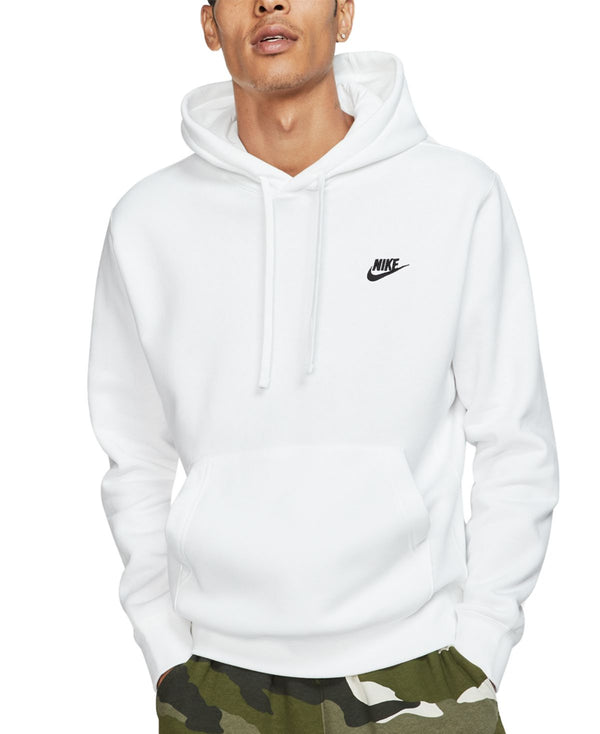 Nike Mens Sportswear Club Fleece Pullover Hoodie,White,Medium