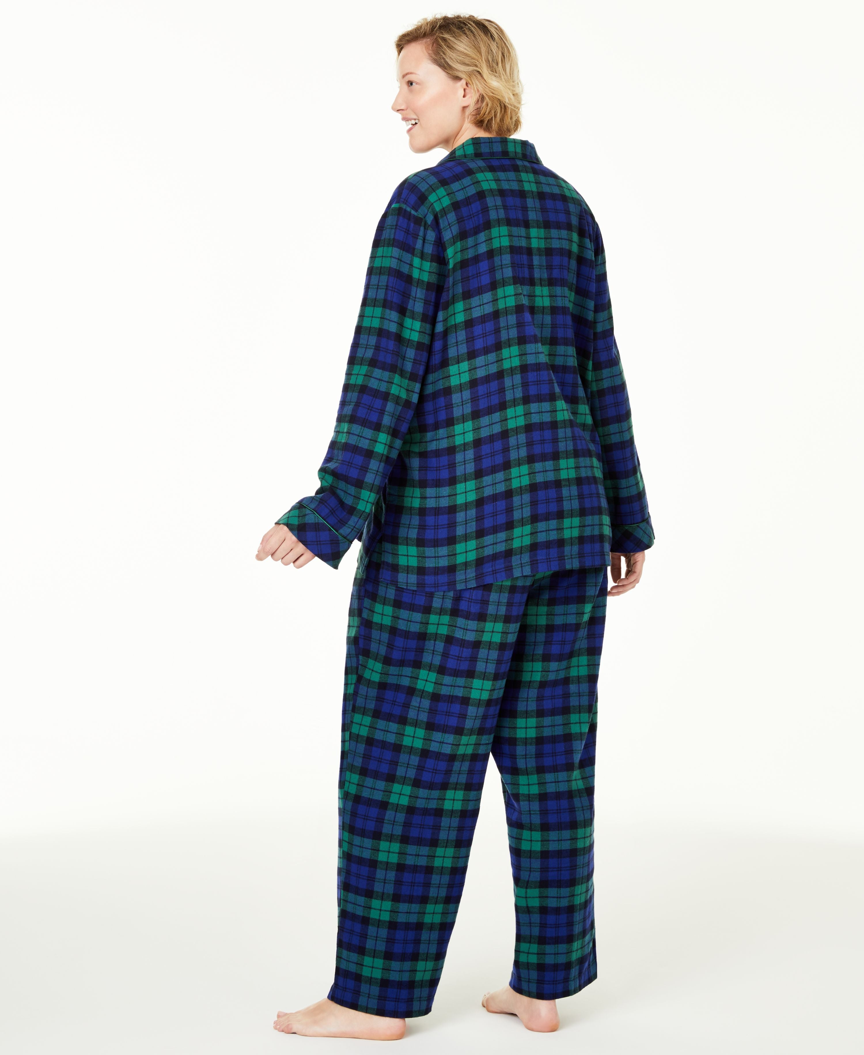 Family Pajamas Womens Matching Plus Size Black Watch Plaid Family Pajama Set