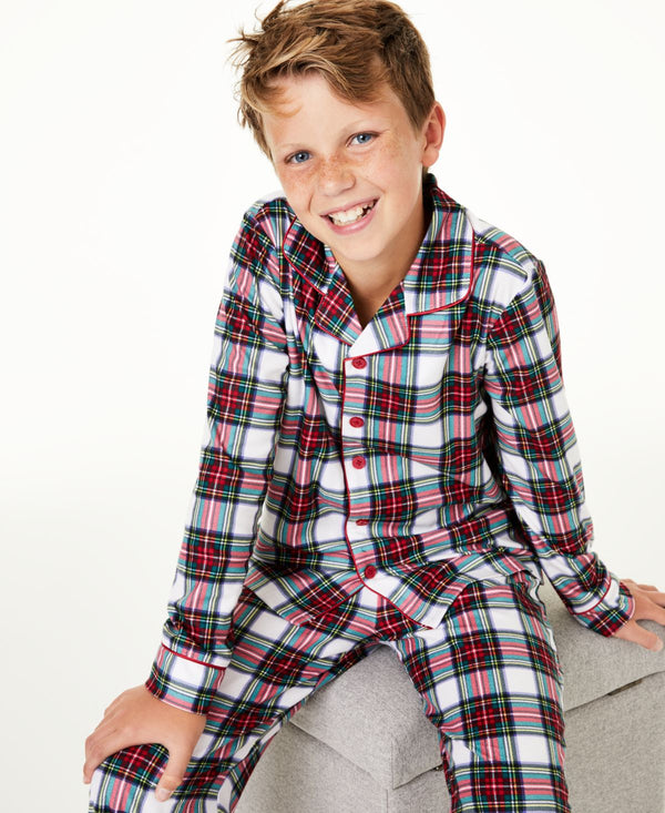 Family Pajamas Little & Big Kids Boys Stewart Plaid Pajama Top