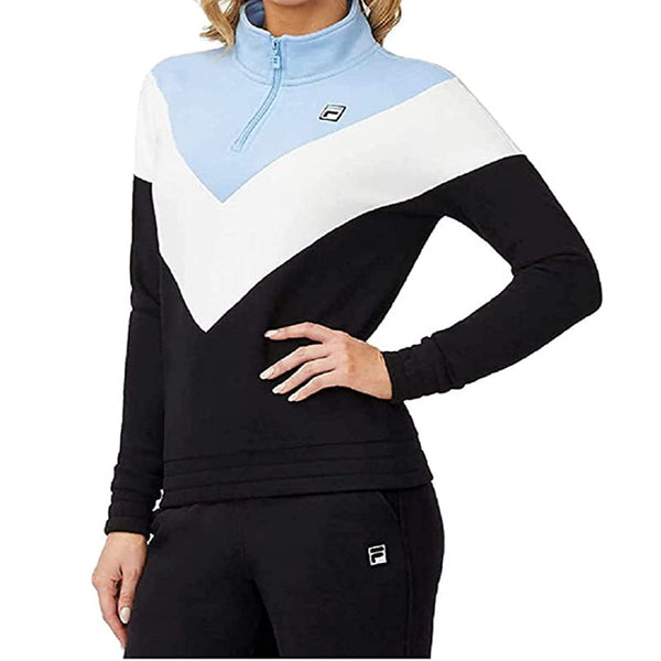 Fila Womens One Quarter Zip Pullover With Logo Sweatshirt