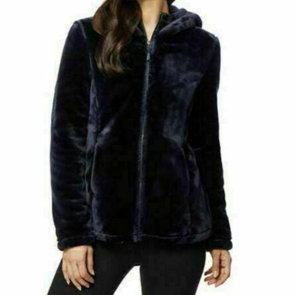 32 Degrees Womens Heat Hooded Plush Faux Fur Fleece Jacket