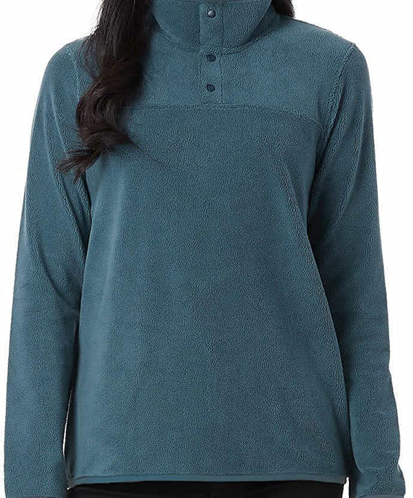 32 DEGREES Womens Snap Arctic Fleece Pullover,Basil Green,Large