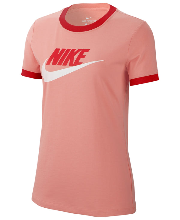 Nike Womens Futura Cotton Ringer T-Shirt,Pink Quartz/Black/White,Medium