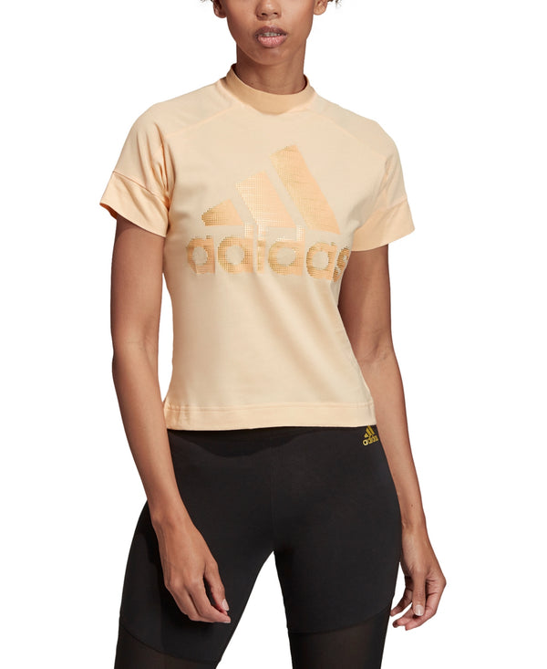 adidas Womens Glam Logo Cropped T-Shirt