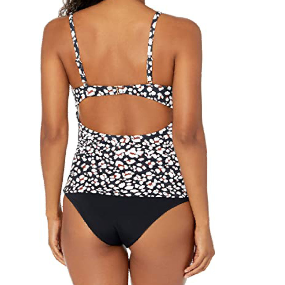 Jessica Simpson Womens Cool Cat Printed V Wire Tankini Top