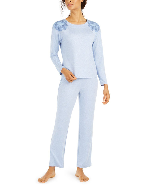 allbrand365 designer brand Womens Floral Embroidered Pajama Set