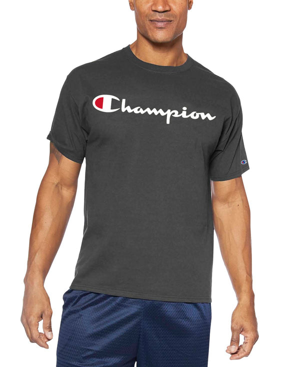 Champion Mens Big And Tall Script Logo T Shirt,Granite Heather,X-Large Tall