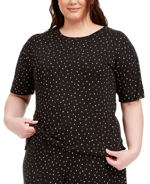 Jenni Womens Plus-Size Ultra Soft Core Printed Short Sleeve Pajama Shirt,2X