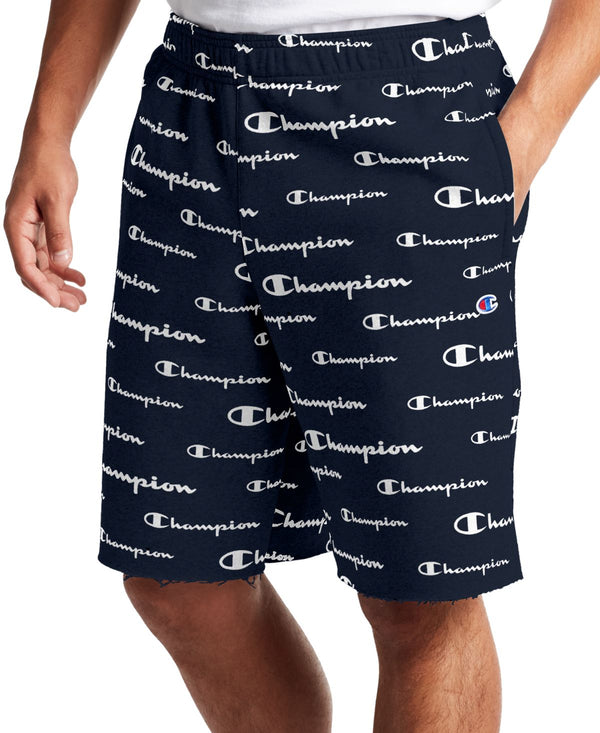 Champion Mens Powerblend Logo-Print Shorts,Black,Medium