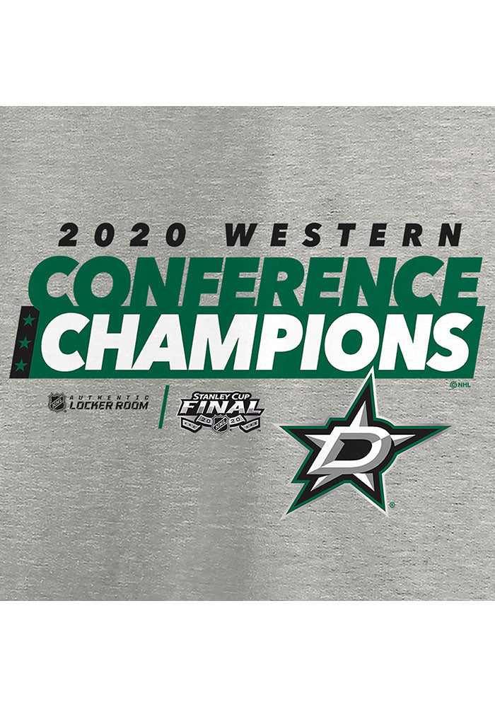 Dallas Stars Grey 2020 NHL Conference Champs Locker Room Short Sleeve T Shirt