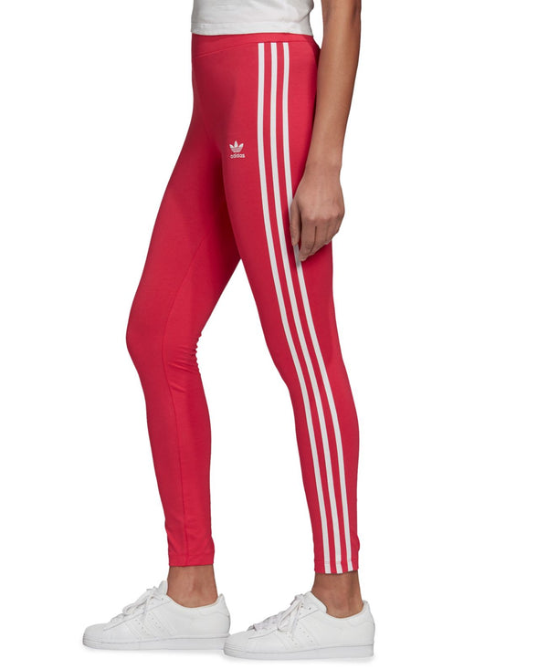 adidas Originals Womens Adicolor 3-Stripe Compression Leggings,Pink/White,Large