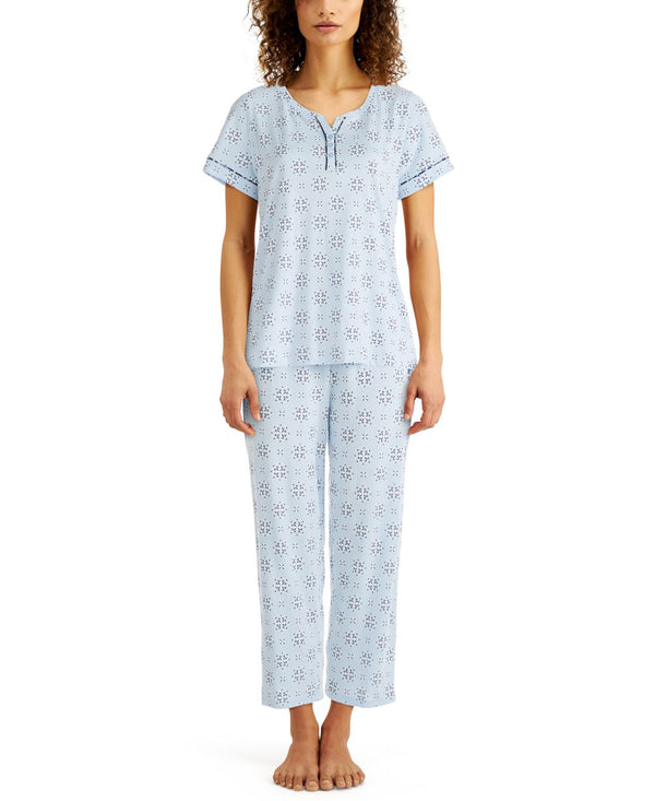 allbrand365 designer brand Womens Cotton Capri Pajama Set,Medallion,Small