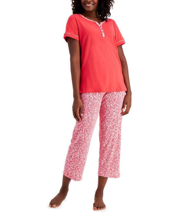 allbrand365 designer brand Womens Cotton Capri Pajama Set,X-Large