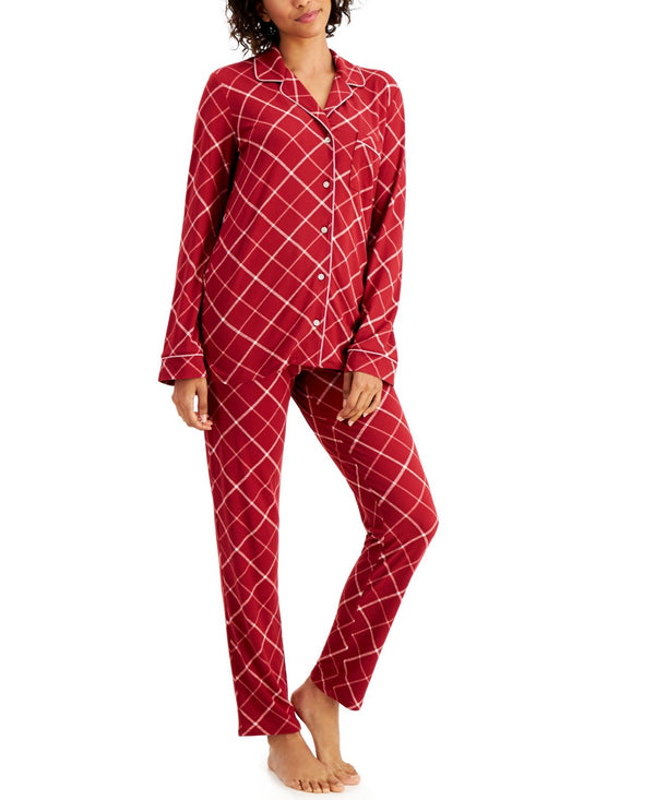 Alfani Womens Ultra Soft Printed Pajama Set,Medium