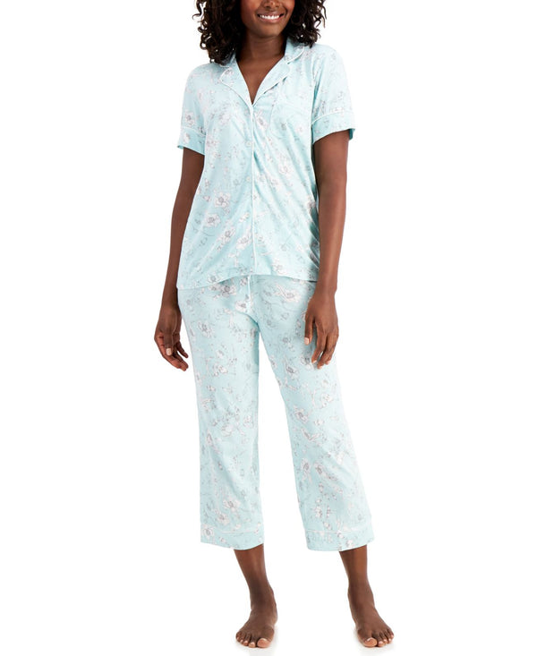 Charter Club Printed Capri Pants Pajama Set Womens,Etched Floral,Large
