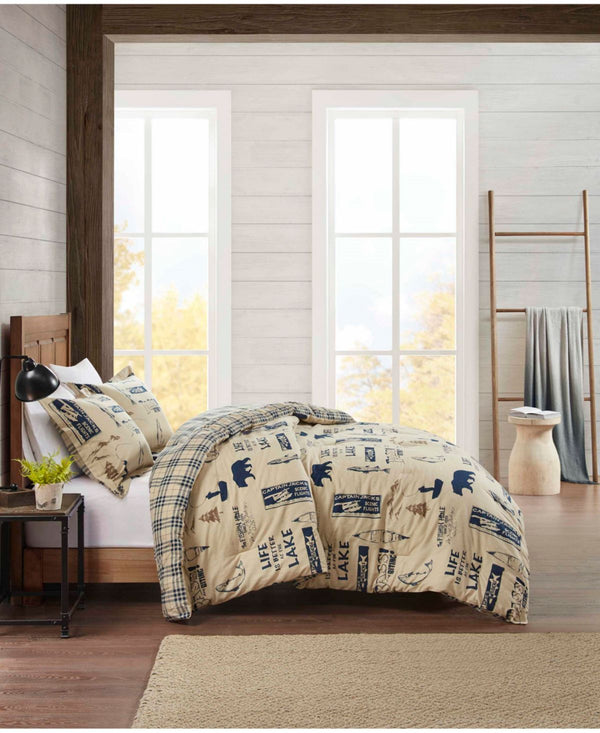 Premier Comfort Flannel Comforter Lake Mini Set, Full/Queen