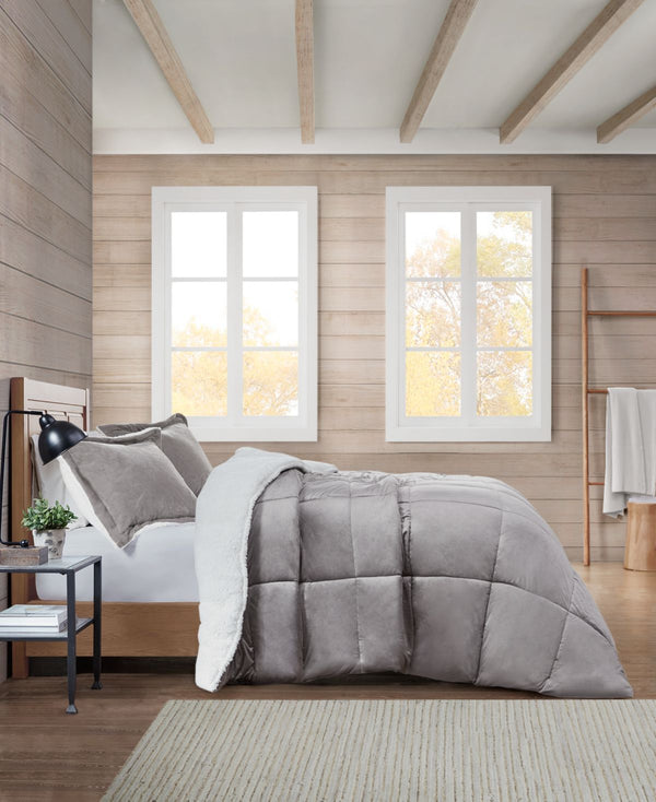 Premier Comfort Sherpa Solid Bedding Comforter Set, Full/Queen