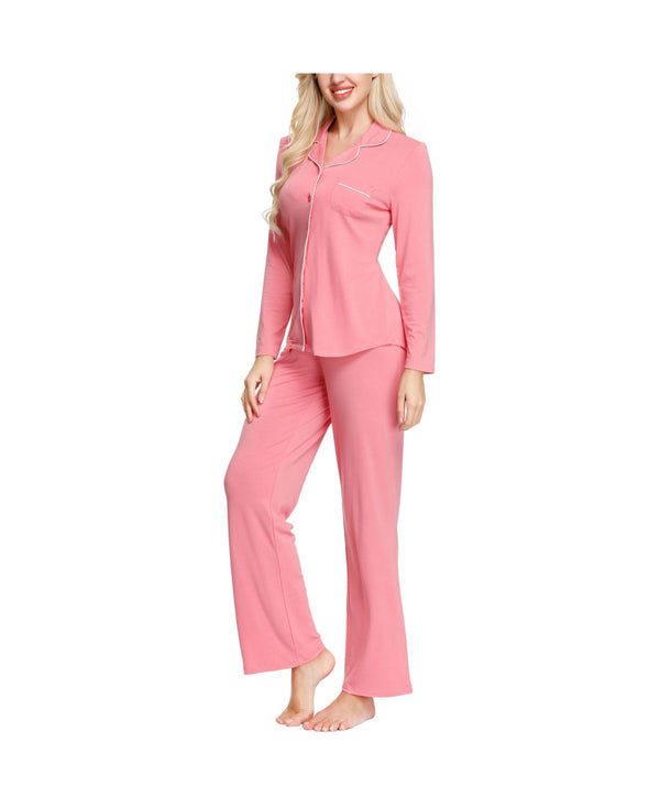 INK+IVY Womens Notch Collar Pajama Top and Pant Set,X-Large