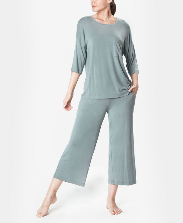 Mood Pajamas Womens Ultra Soft Comfy Cropped Pajama Set