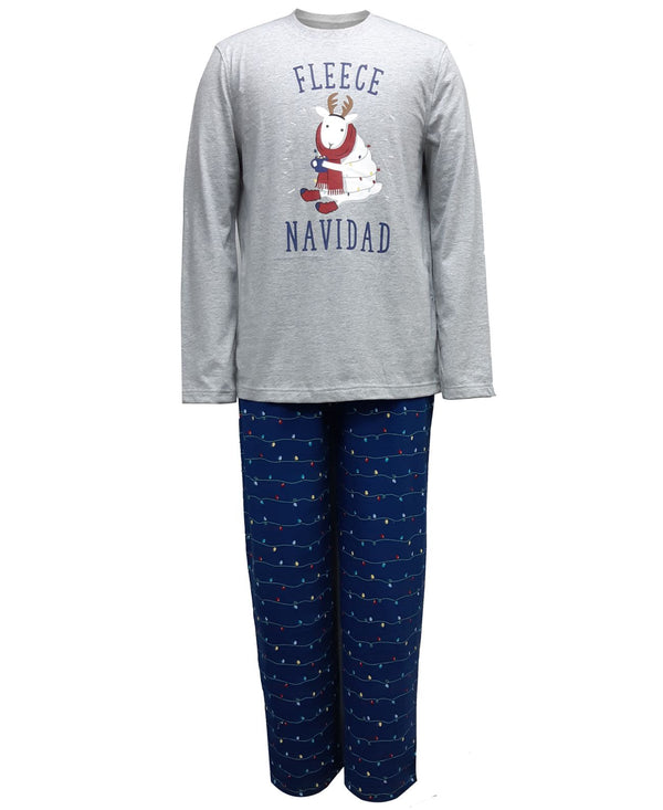 Family Pajamas Matching Mens Fleece Navidad Pajama Set,Holiday Lights,XX-Large