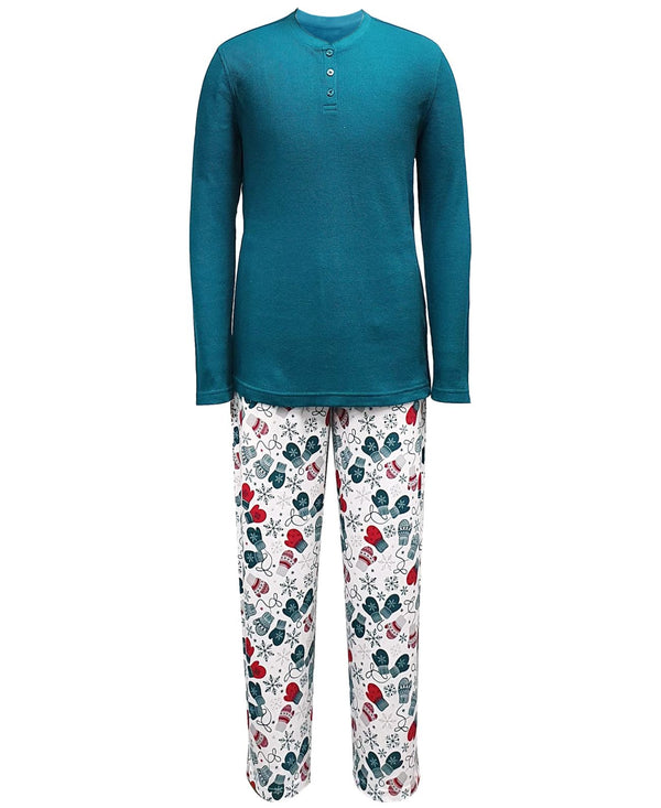 Family Pajamas Matching Mens Mitten Print Pajama Set,Mittens,Medium