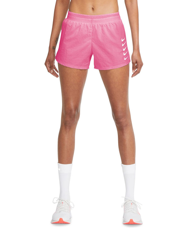 Nike Womens Swoosh Running Shorts,Pink Glow/White,X-Large