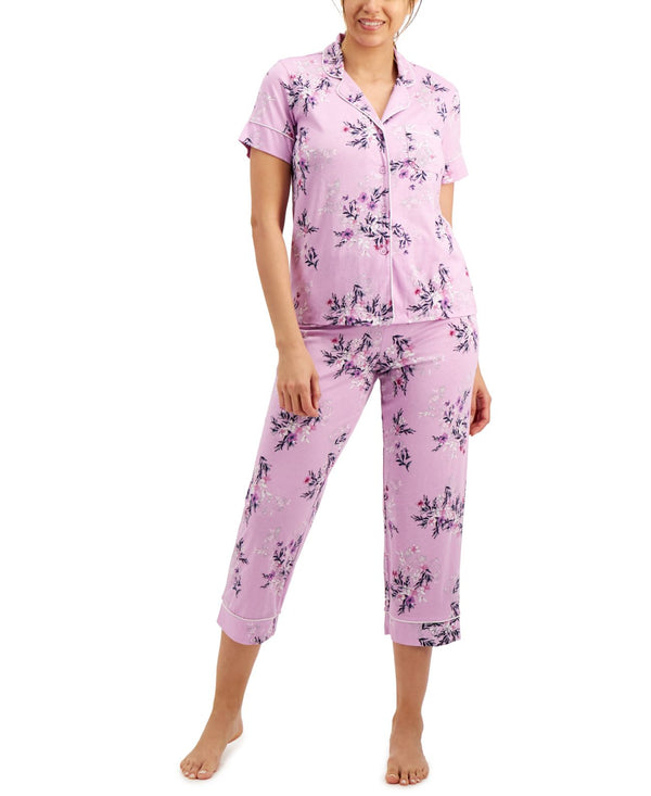 allbrand365 designer Charter Club Womens Short Sleeve Top & Capri Pants Pajama Set,Medium