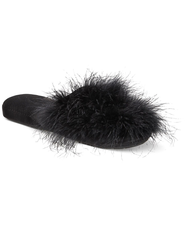 INC International Concepts Wedge Faux Marabou Slippers Womens