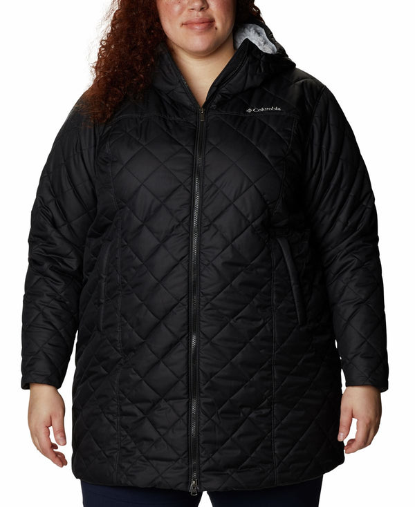 Columbia Womens Long Copper Crest Quilted Jacket Black 3X