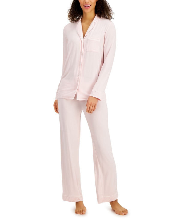 Alfani Womens Super Soft Modal Notch Collar Top and Pants Pajama Set,Small