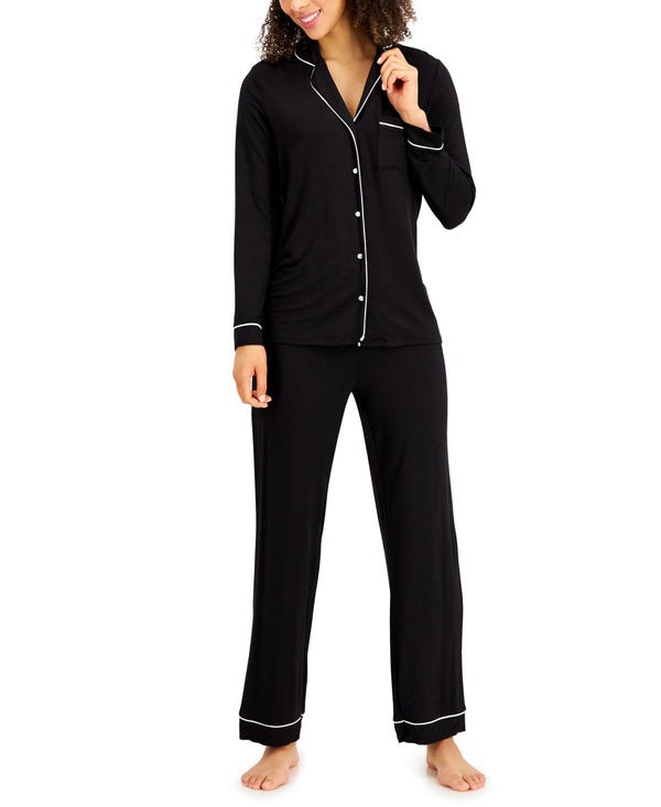 Alfani Womens Super Soft Modal Notch Collar Top and Pants Pajama Set,Medium