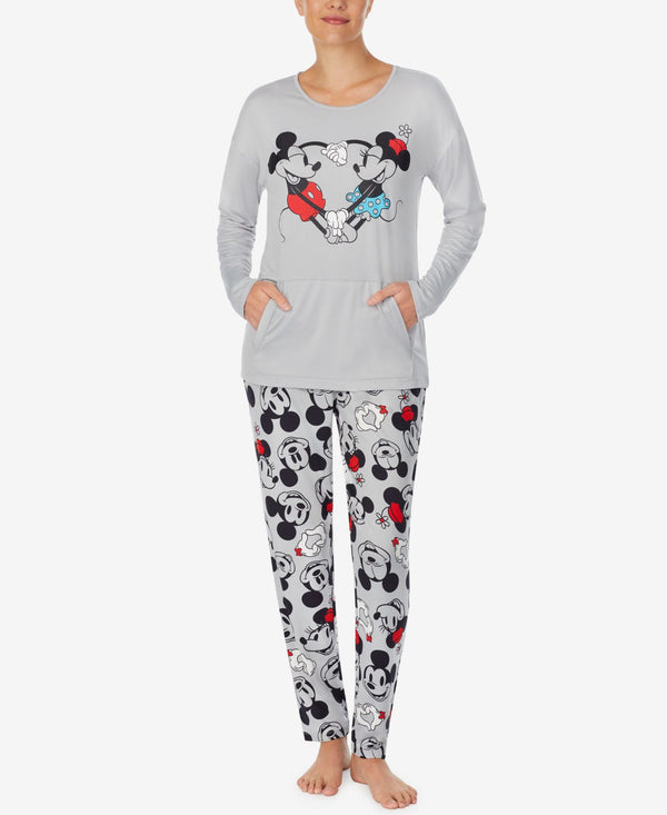 Disney Womens Mickey & Minnie Mouse Printed Pajama Top