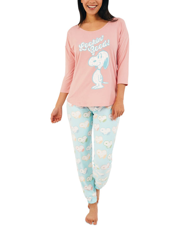 Munki Munki Womens Snoopy Looking Good Pajama Set,Small