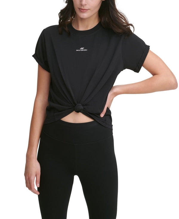 DKNY Womens Sport Cotton Logo T-Shirt,Black,X-Small