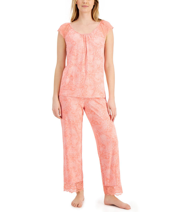 allbrand365 designer Charter Club Womens Lace-Trim Pajama Set,Large