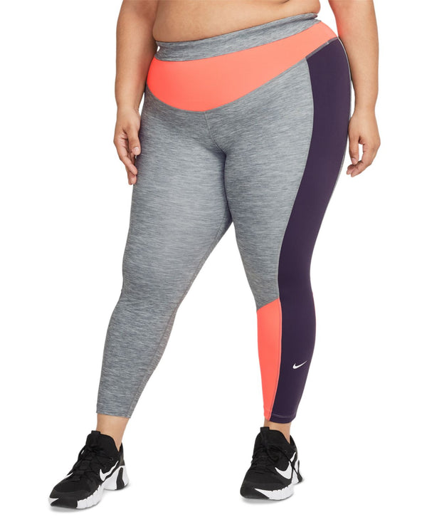Nike Womens One Plus Size Womens Colorblocked 7/8 Leggings
