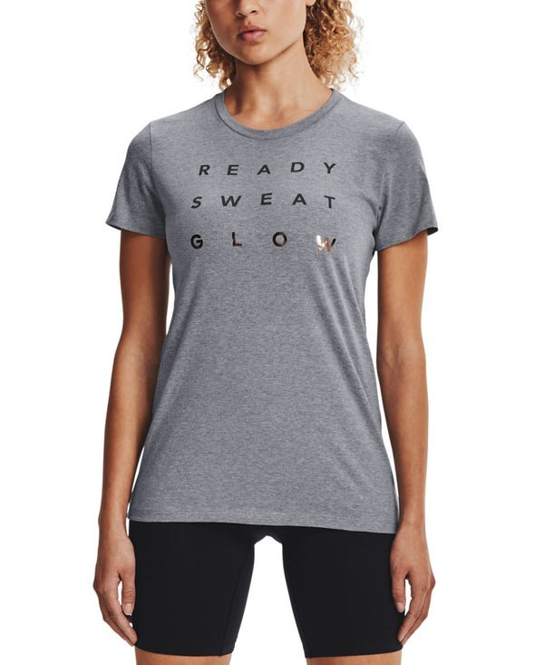 Under Armour Womens Glow Logo T-Shirt,Steel,Large