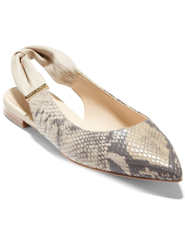 Like New Cole Haan Womens Eden Skimmer Flats,Python Printed Leather/Cement Leather,7.5M