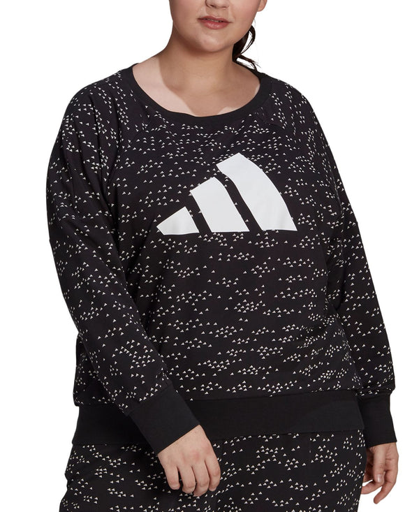 adidas Womens Plus Size Printed French Terry Logo Sweatshirt