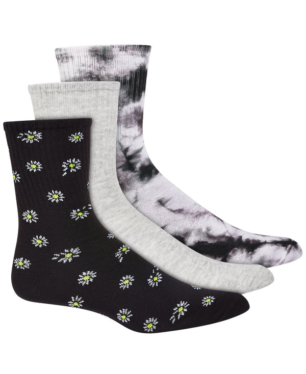 Jenni by Jennifer Moore Womens 3 Pack Daisy and Tie-Dyed Crew Socks